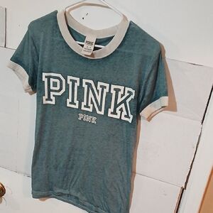 PINK Victoria's Secret Kids Teal and White Tee